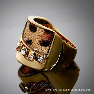 2015 new leopard design rhinestone gold ring